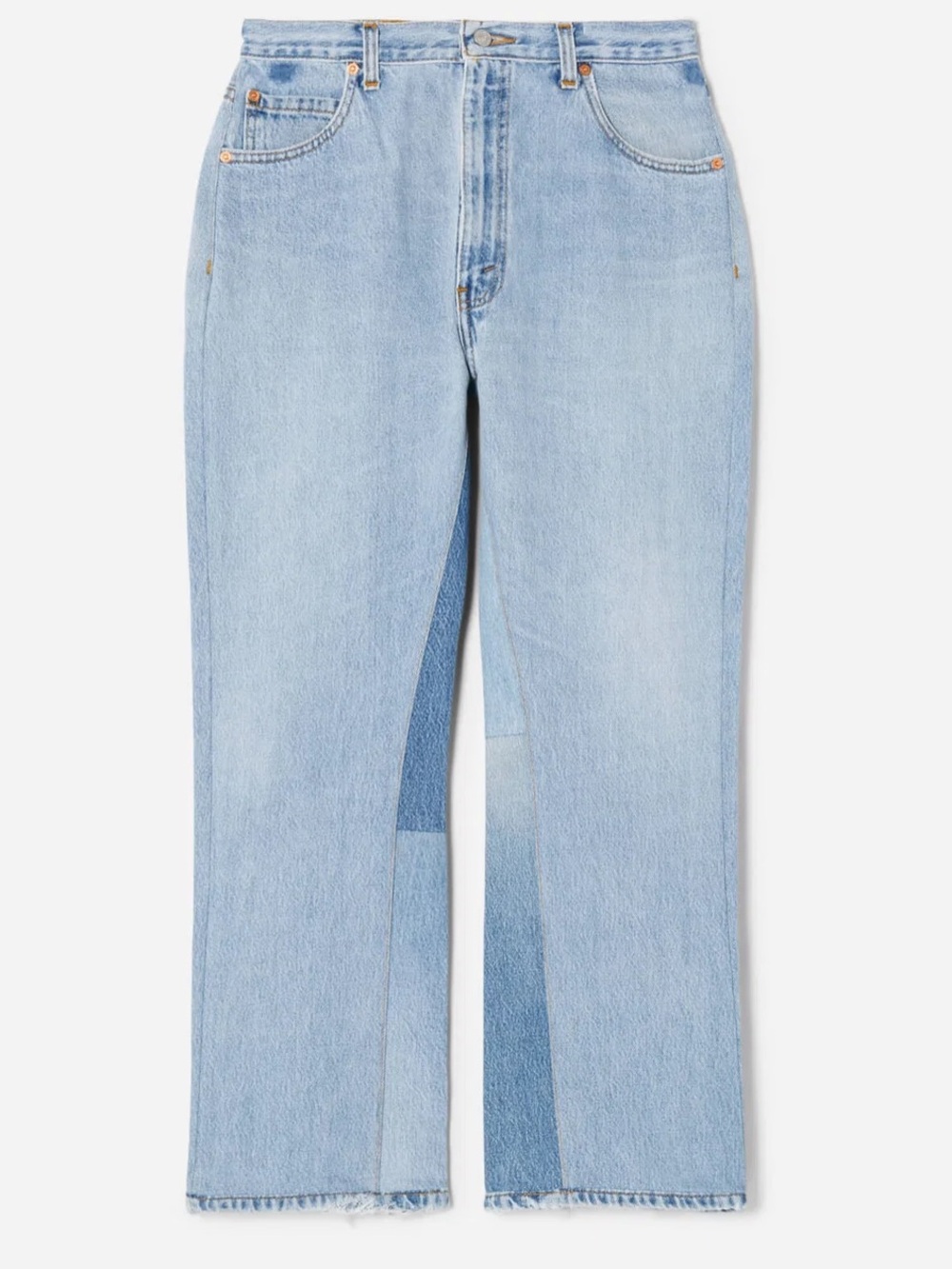 Re/Done 70S Indigo Loose Flare Light/Dark Blue Patchwork Straight Jeans Size 24
